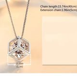 Hollow Cubic Shape Pendant Necklace Shiny Zircon