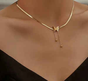 Pretty Butterfly Polish Pendant Necklace
