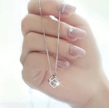 Hollow Cubic Shape Pendant Necklace Shiny Zircon